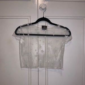 White shear party top with stars